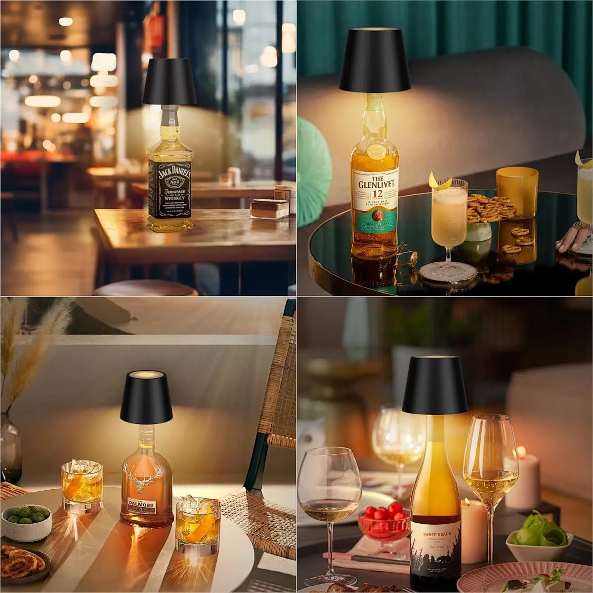 USB شحن زجاجة الجدول مصباح التحكم باللمس 3 ألوان ومصباح الليل يعتم ستبليس مناسبة لأضواء مكتب زجاجات النبيذ بار