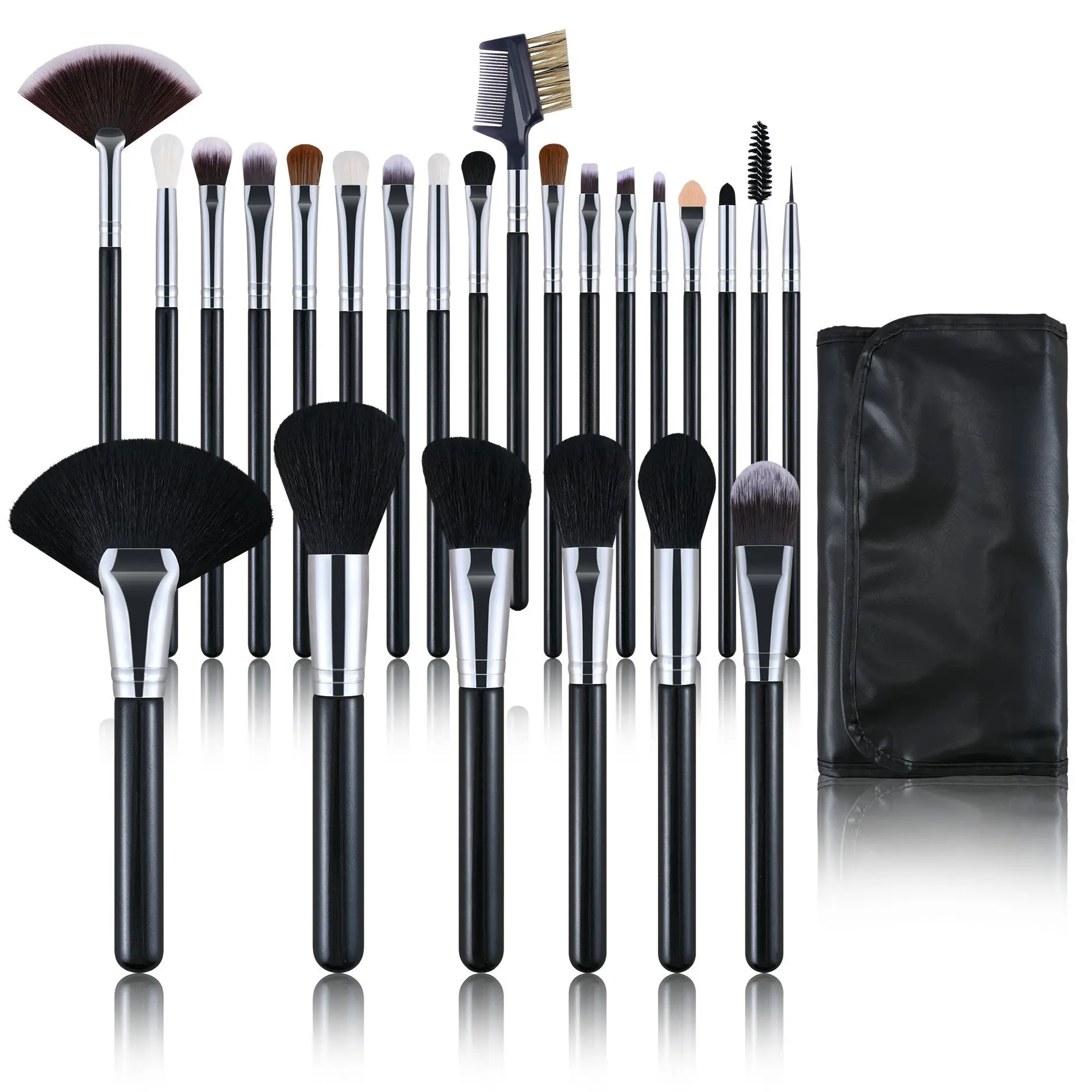 24-teiliges Make-up-Pinsel-Set für Puder, Foundation, Lidschatten, Eyeliner, Lippen, Champagner