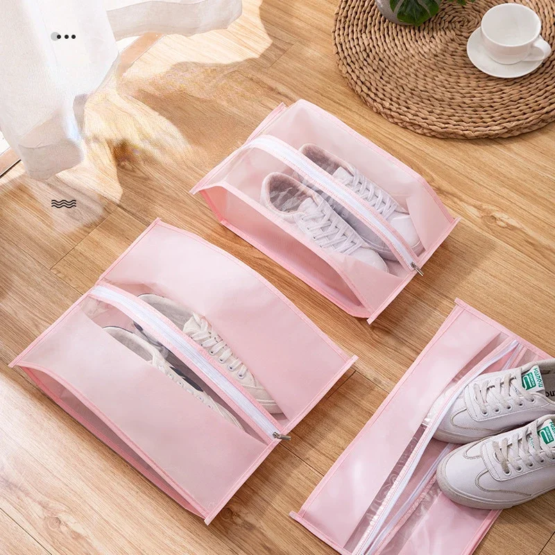 Transparent Waterproof Reusable Travel Zipper Dustproof Shoe Slippers Organizer Luggage Shoes Sundries Dust Cover Storage Bags