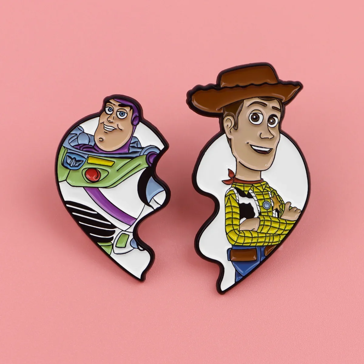 2Pcs Disney Toy Story Pins Woody Buzz Lightyear Brooches Metal Badges Gifts for Fans Collection