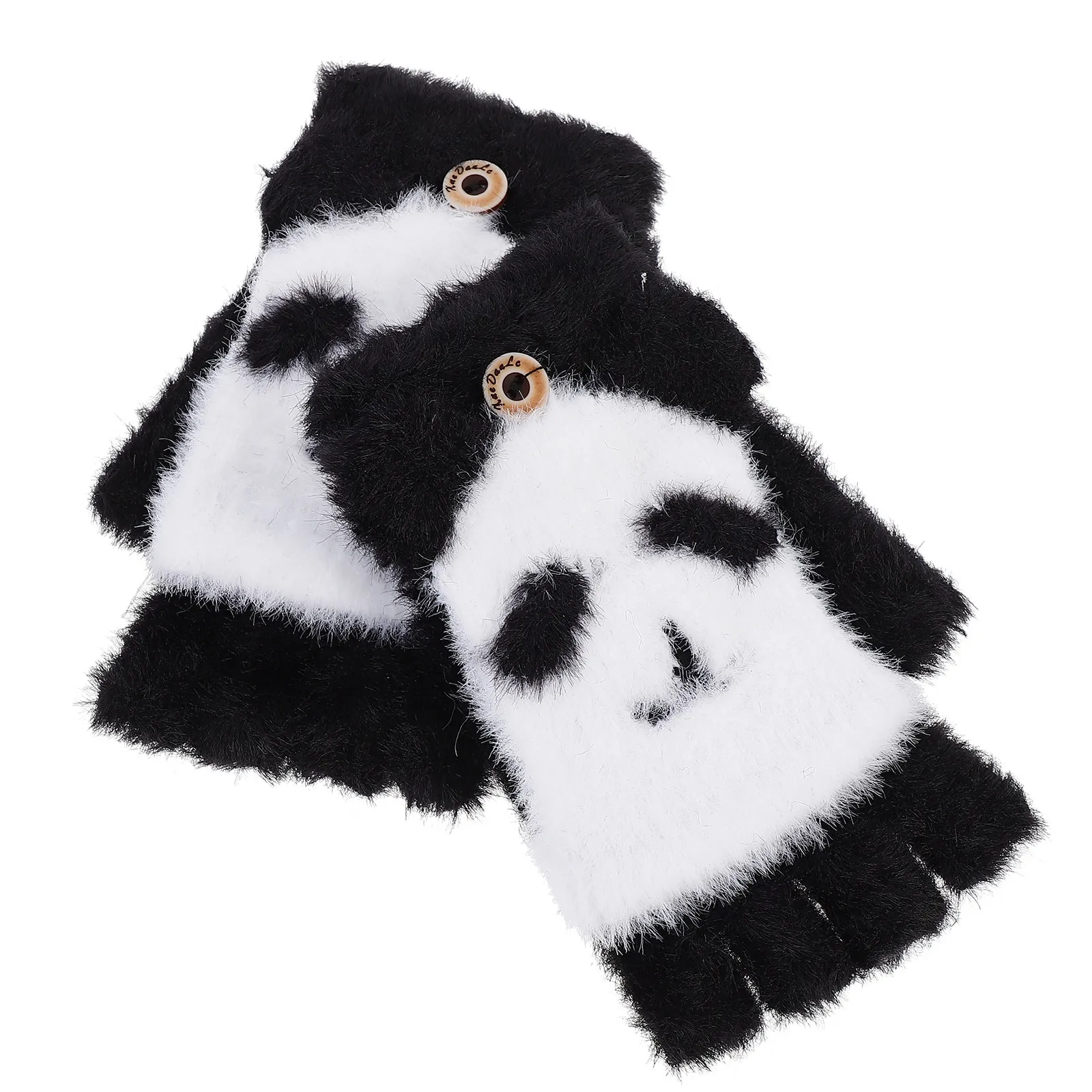 

1Pair Kids Winter Fingerless Gloves Flip-Top Design for Outdoor Play Learning Running Warm Hand Protection Cartoon Style