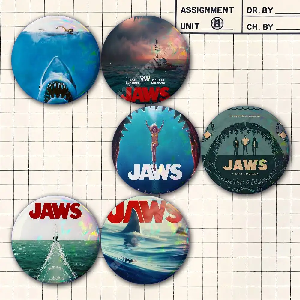 J-JAWS 1975 Steven Movie Spielberg Button Badge 2PC Sets Diameter 75mm/58mm/44mm/32mm/25mm Souvenir