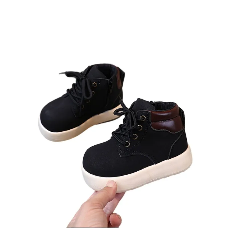 

Новинка осени 2024, ботинки для девочек, желтые сапоги с круглой головкой для мальчиков, модные повседневные короткие сапоги для детского сада, детские сапоги, размер 21-30