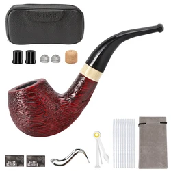 Wood Tobacco Pipe Smoking Sets Retro Bakelite Bending Filter Potable Handheld Free Useful Smoking Pipe Tools