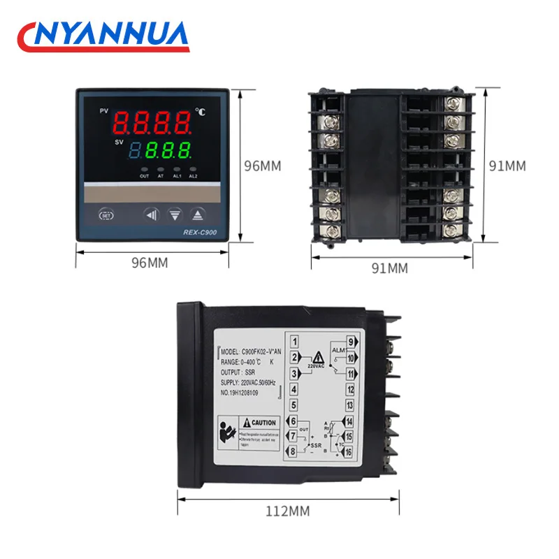 PID Thermostat Temperature Controller Digital SSR/Relay Output K REX-C900 96*96mm