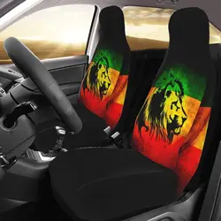 Jamaican Lion Flag Pattern Car Seat Covers 2 Pcs Front Seat Protector Cover Cushion Decor Universal Fit Most Vehicle Car SUV