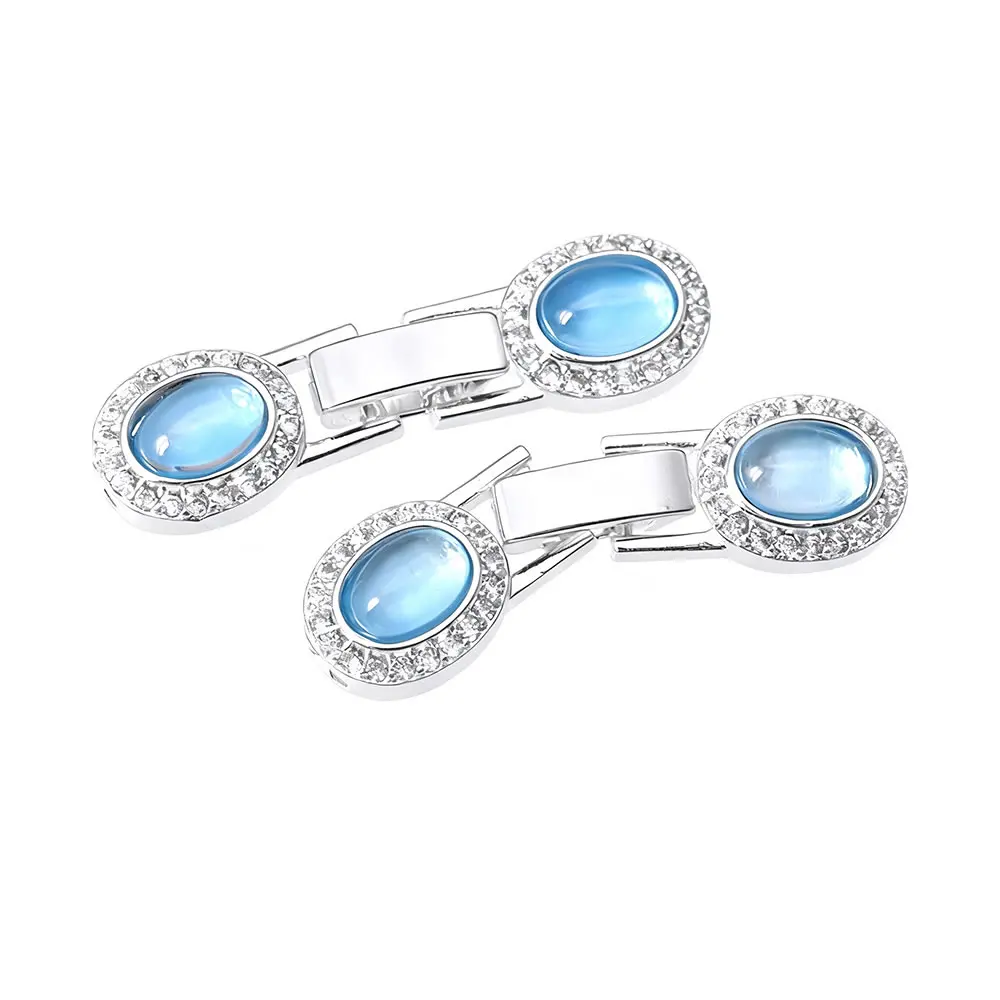 2 مجموعات 18K الذهب اللون النحاس والزركون البيضاوي الشكل أساور ربط المشابك عالية الجودة Diy بها بنفسك مجوهرات اكسسوارات صنع المواد #5