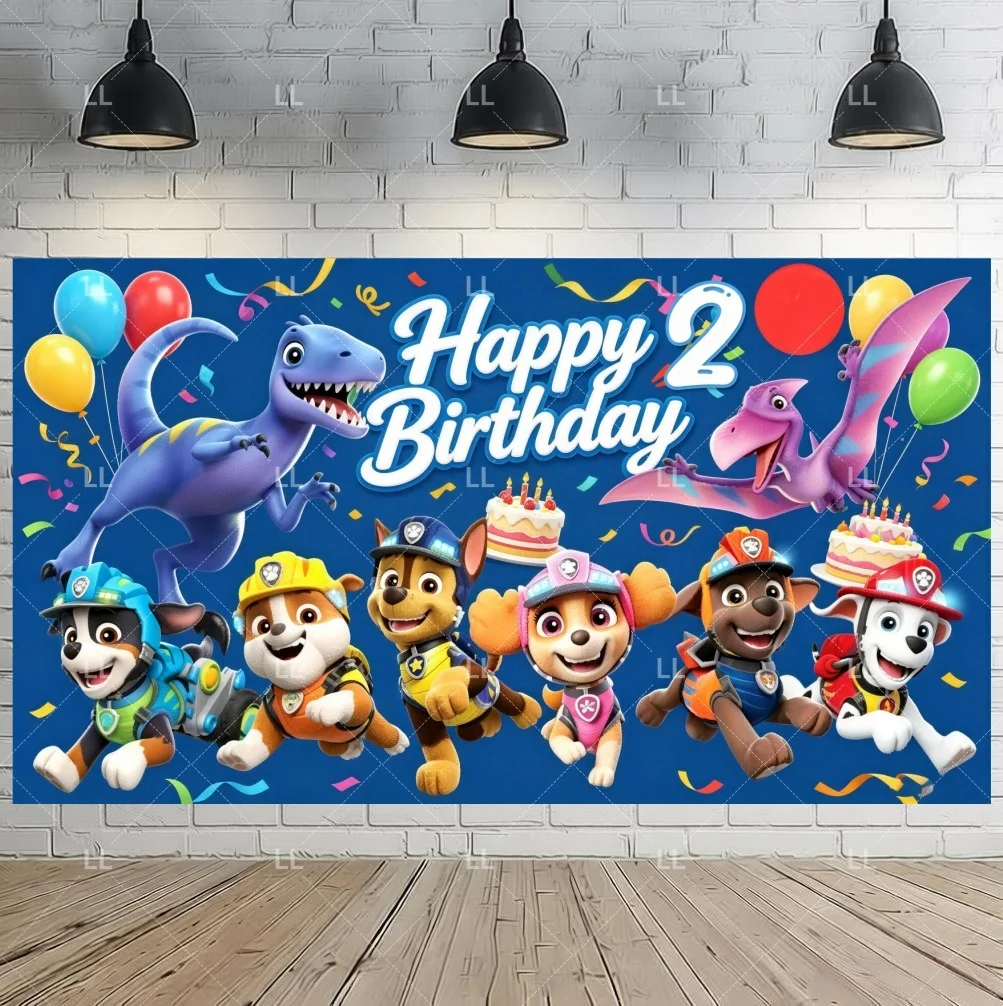Cartoon Paw Patrol 1 4 5. Geburtstag Party Dekoration Hintergrund Niedliche Hunde Welpen Fotografie Hintergrund Porträt Poster Foto Requisite – Detail 3