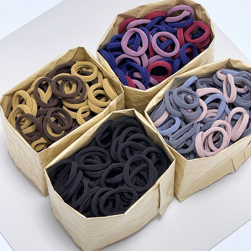 50Pcs Elastic Black Basic Hair Band Girl Women Mixed Colors Rubber Band Hair Tie Scrunchies Hair Accessories Ponytail Holder