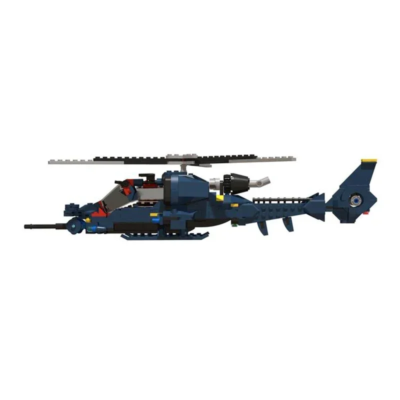 

Famous Military Series Blue Moc Building Block Aerial Fighter Model Thunder Helicopter Model Technology Bricks Assembly Toy Gift