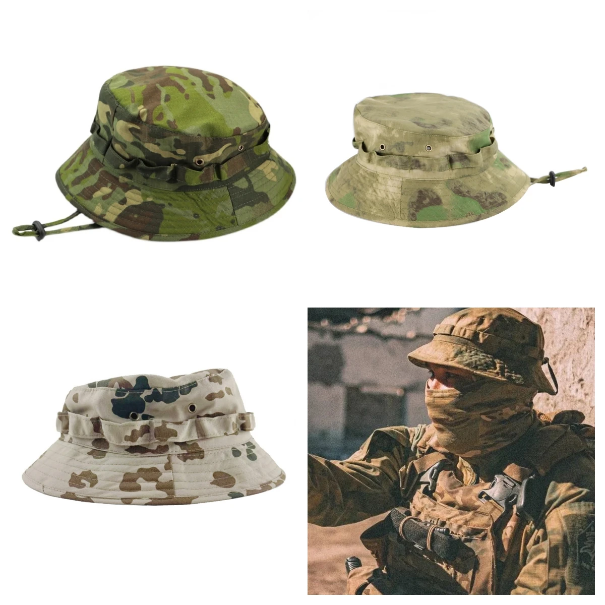 

Tactical Camouflage Round Brimmed Hat Outdoor Hiking Fishing Short Brimmed Bunny Hat Mountain Climbing Sun Hat