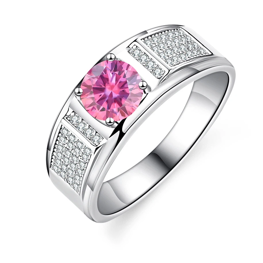 Men's 1.0 Carat Moissanite Engagement Ring, 18K White Gold