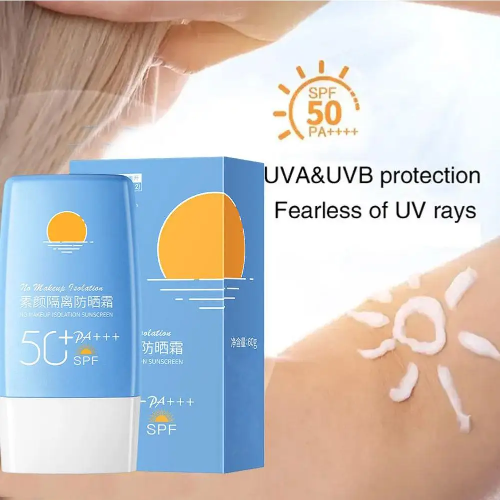 Crema de protección solar blanqueadora, loción de aislamiento SPF50 + bloqueador solar para la piel Facial, antienvejecimiento, hidratante, control de aceite, 60g, C R7L8