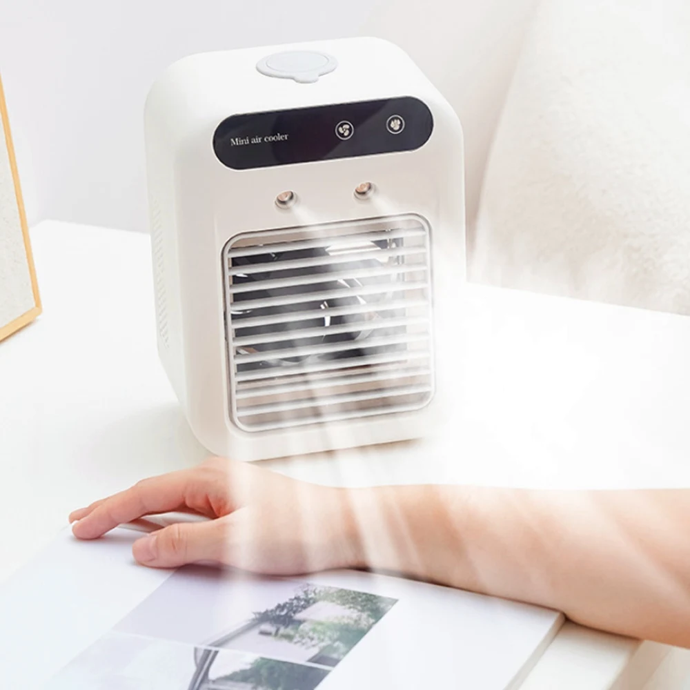 مكتب مكيف هواء صغير مروحة محمولة USB قابلة للشحن 1800mAh مرطبات مروحة تبريد المياه مبرد الهواء لغرفة التخييم المنزل #5