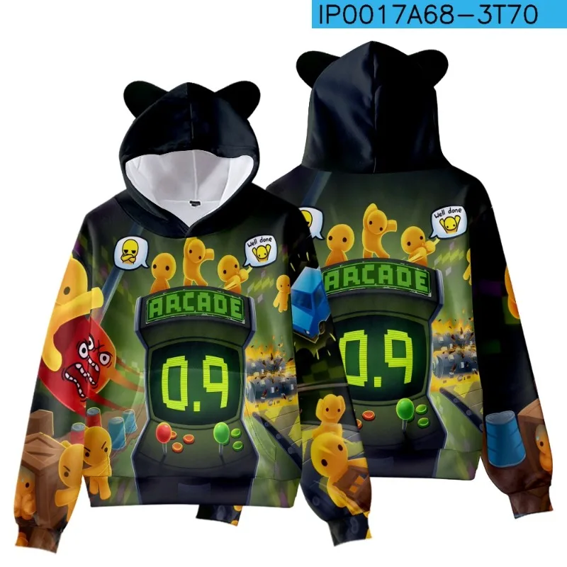 Nieuw spel Wobbly Life Series Sweatshirt Cartoon Print Heren en Dames Lichtgewicht en warme vrije tijd Cat-ear hoodie