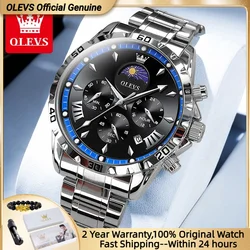 OLEVS Fashion Brand Men's Watch Waterproof and Luminous Calendar Lunar Phase Timing Code Watch Luxury Sports Men's Quartz Watch