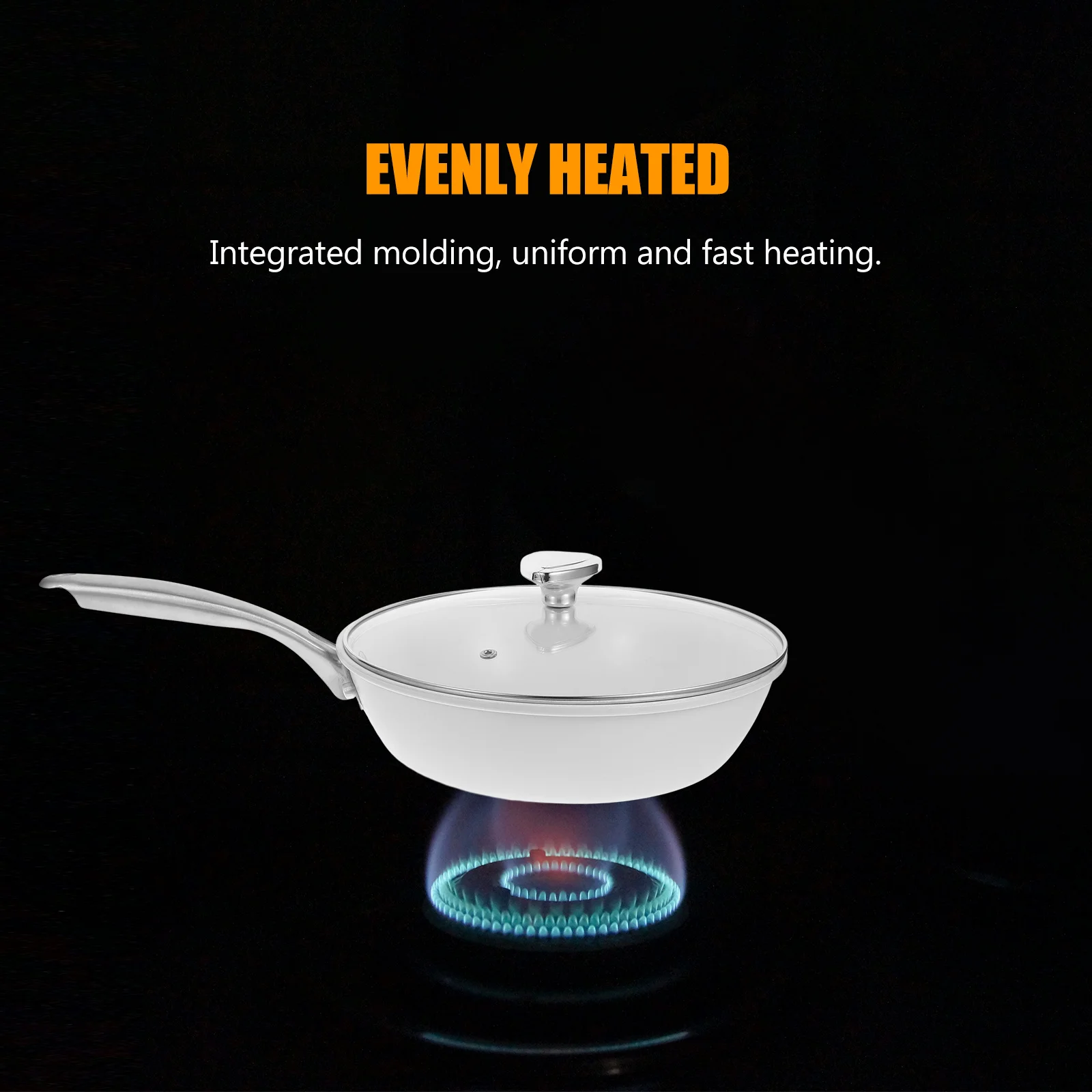 

Small Nonstick Ceramic Wok Pan Multipurpose Flat Bottom Frying Pot Cooking Kitchenware for Gas Stove with Lid Chinese Wok