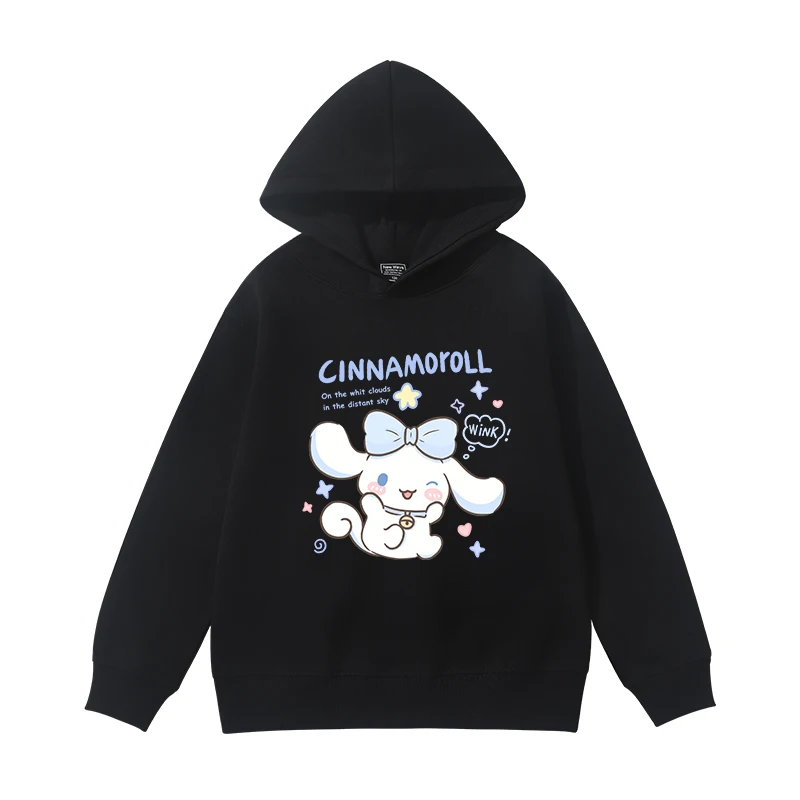 

Girls Sanrio Cute Cinnamoroll Printed Pullover Top Kids Autumn and Winter High Quality Fashion Comfortable Hooded Sweatshirt