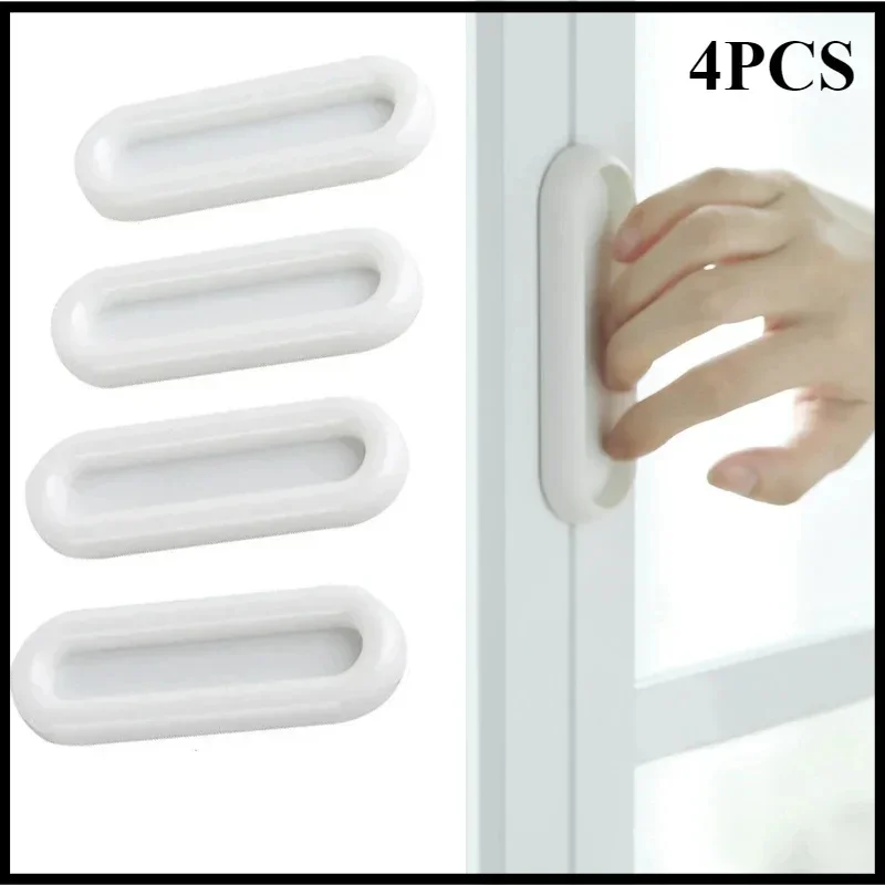 

4PCS Self-adhesive Knobs Oval Handles for Interior Doors Glass Window Cabinet Non-slip Grip Auxiliary Handles Pomos Drawers