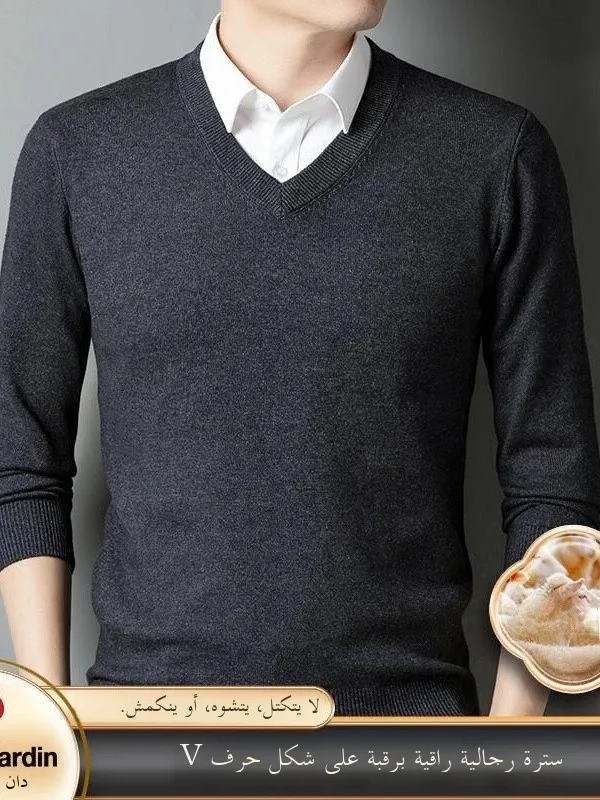 

Pierre Cardin Luxury Thiened Warmth V-ne Knitted Wool Sweater Chien Heart-aped Ne Base irt for Middle-aged And El...