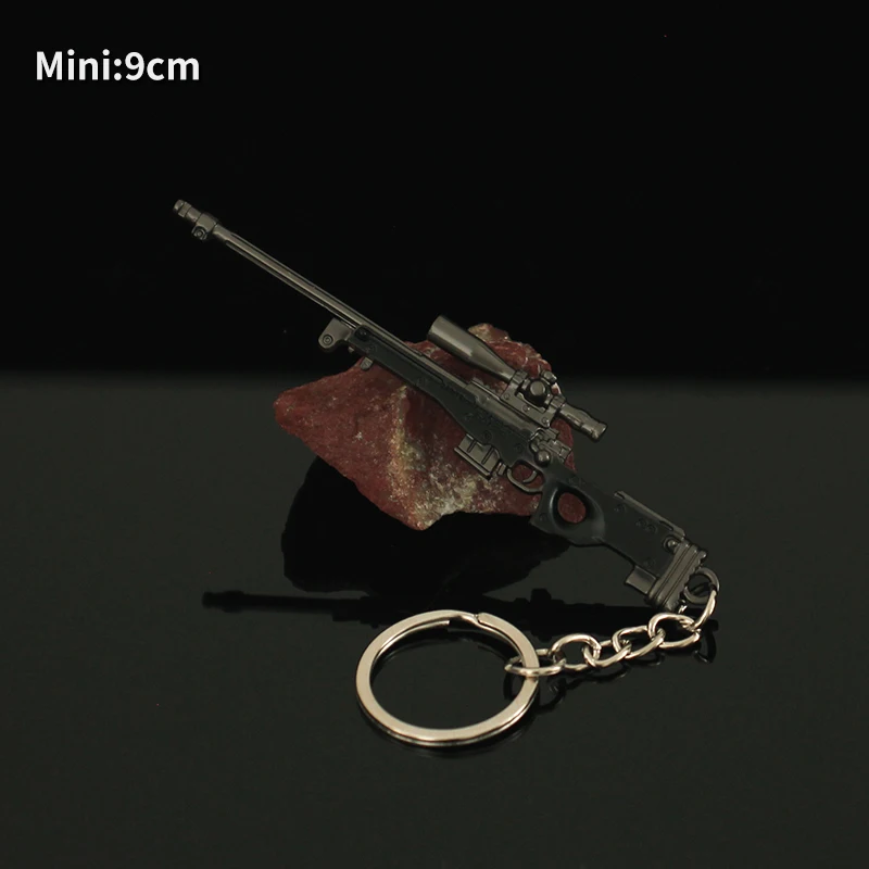 Neue Metall pistole Schlüssel bund Pubg awm Mini Ak 47 Waffe Waffe Modell Legierung Pistole Licht Schlüssel anhänger Auto Anhänger Geschenk Spielzeug für Männer