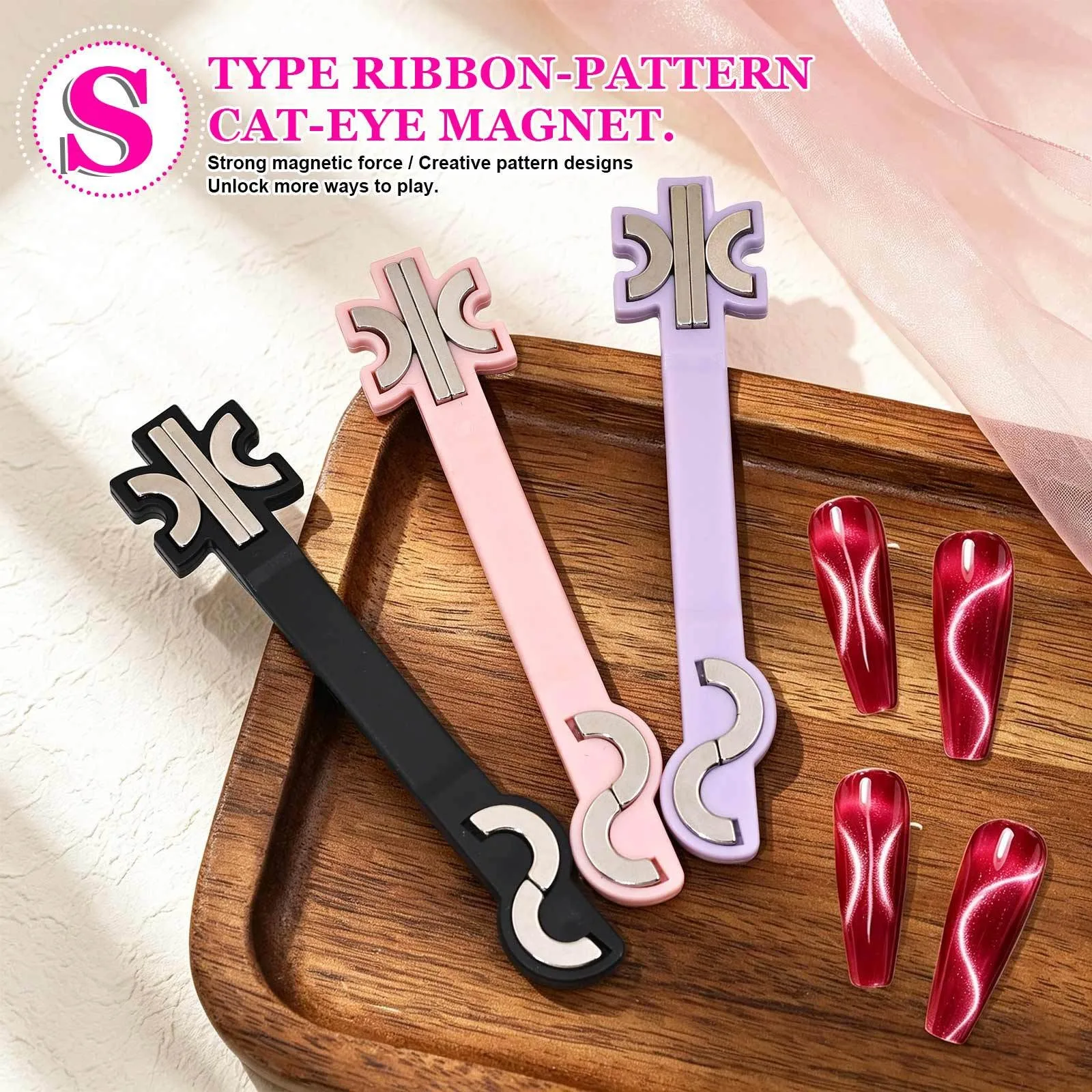 S Shape Twisted Nail Art Magnetic Wand Fancy Swirl Magnet Nail Art Various Cat Eye Pattern Effect DIY Nail Salon Accessory