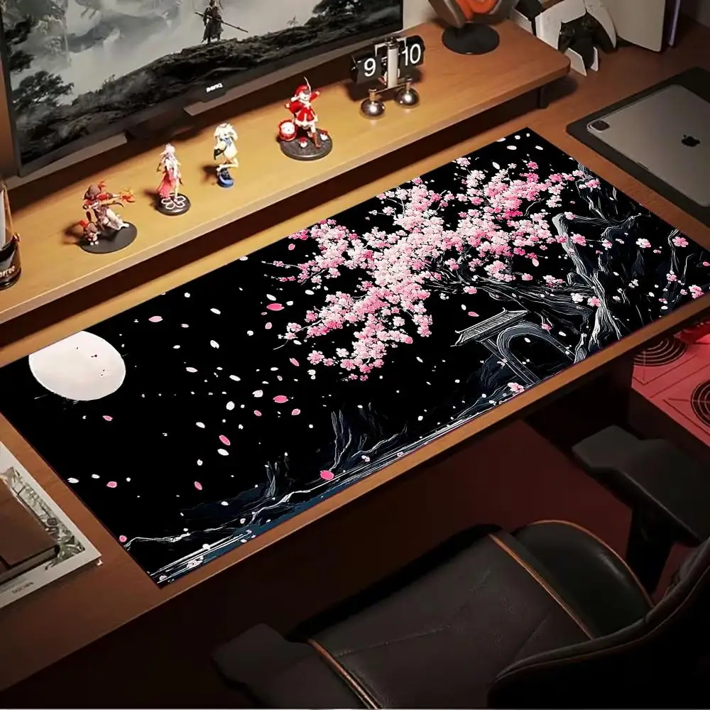Large Esport Gaming Mouse Pad Non-Slip Rubber Desk pad Comfortable Keyboard mats Cherry Blossom Ancient Architecture  accessorie