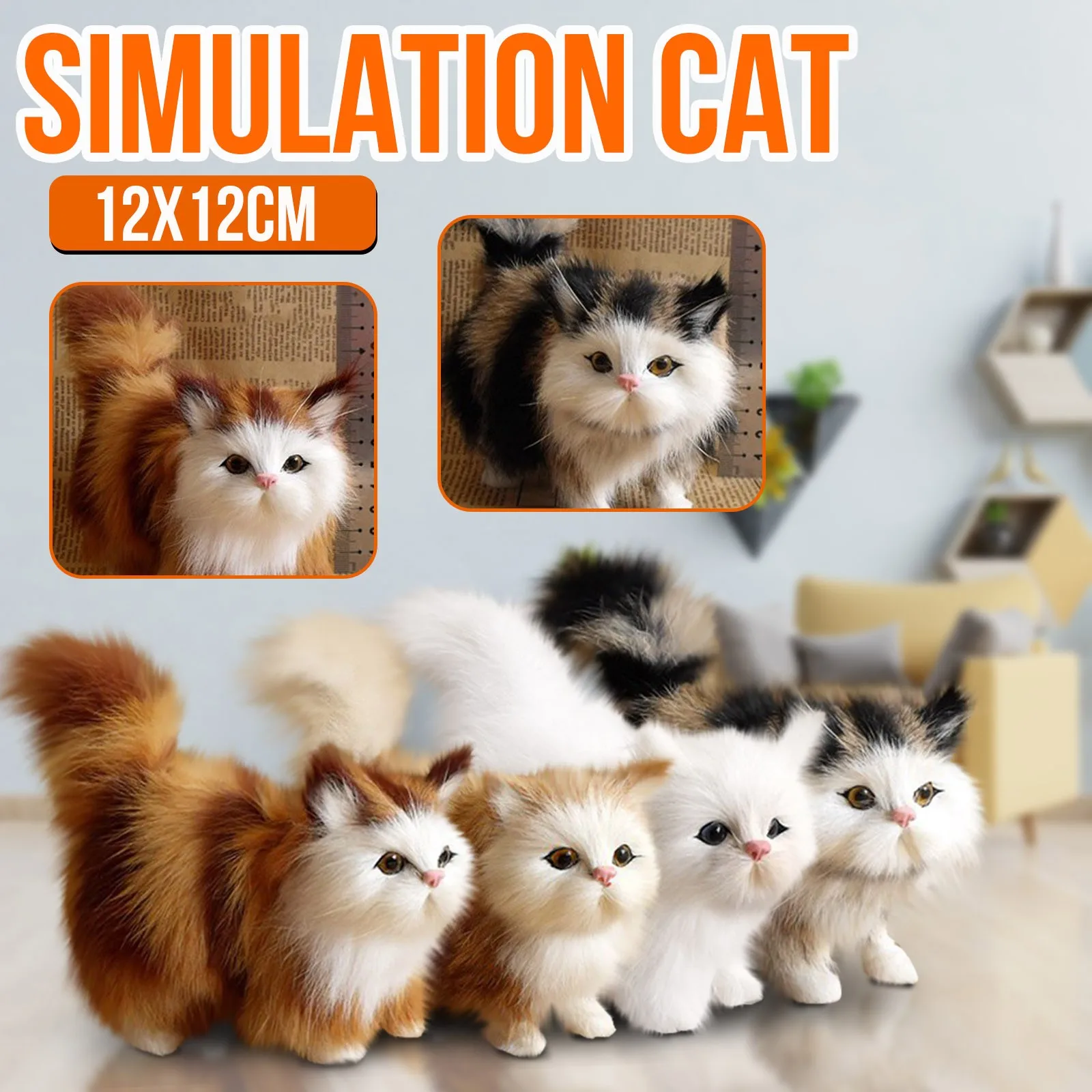 Nette Simulation Katze Plüsch Spielzeug Weiche Angefüllte Kätzchen Modell Gefälschte Katze Realist Tiere Für Kinder Mädchen Geburtstag Valentinstag Geschenk – Detail 2