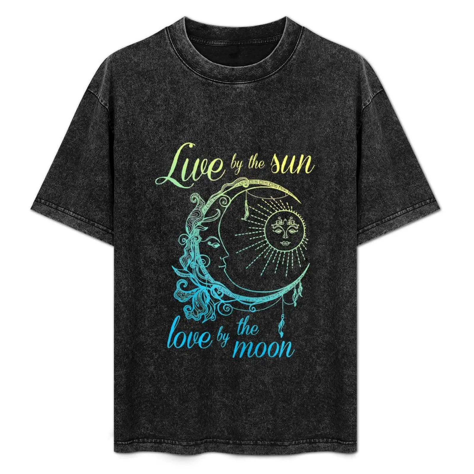 

live by the sun love by the moon boho gothic style T-Shirt Big Size Short Sleeve Casual Top