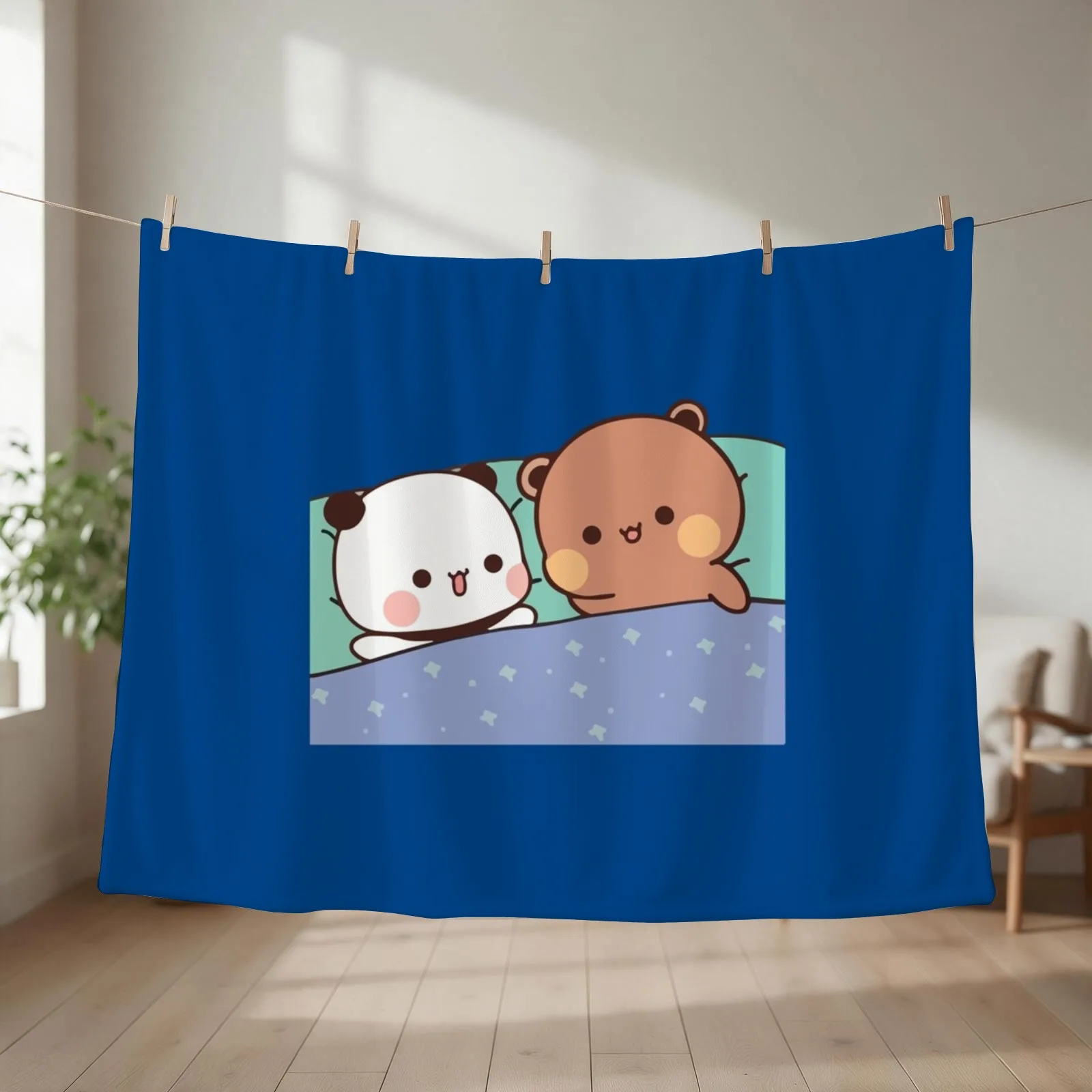 Bear and Panda Bubu Dudu Balloon Throw Blanket couch cozy soft plush fuzzy picnic outdoor blanket