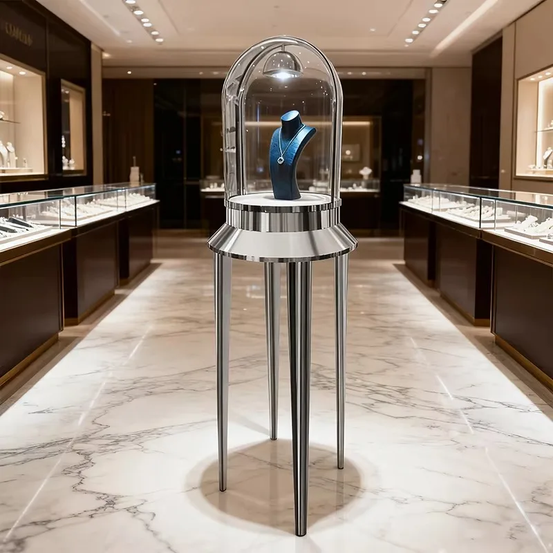 High-end Modern Necklace Jewelry Silver Jewelry Display Cabinet Suitable for Jewelry Store Display