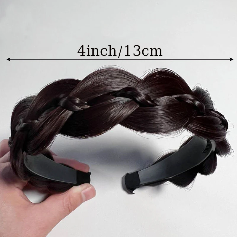 مضفر الشعر عقال هيربيسي الاصطناعية المرأة شعر مستعار أسود براون المنسوجة يدويا مضفر هيرباند للفتيات الاستخدام اليومي إكسسوارات الشعر #4