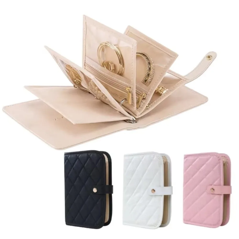 

Velvet Jewelry Storage Book Transparent Zipper Pouch Luxury PU Leather Jewelry Packaging Box Detachable Pages Quick Release