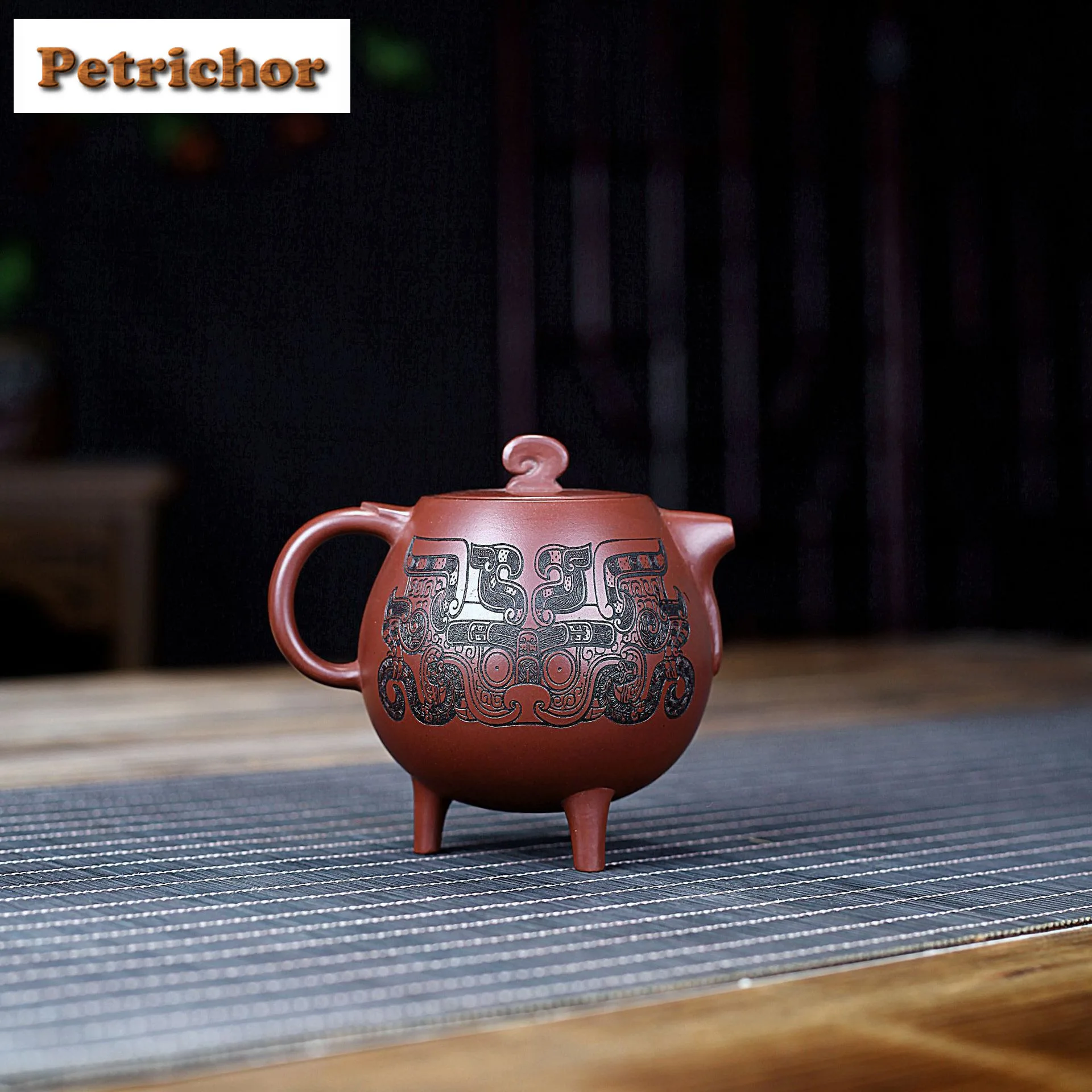 

250ml Authentic Yixing Purple Clay Teapots Handmade Tripodia Pot Raw Ore Dragon's Blood Sand Tea Making Kettle Zisha Tea Set