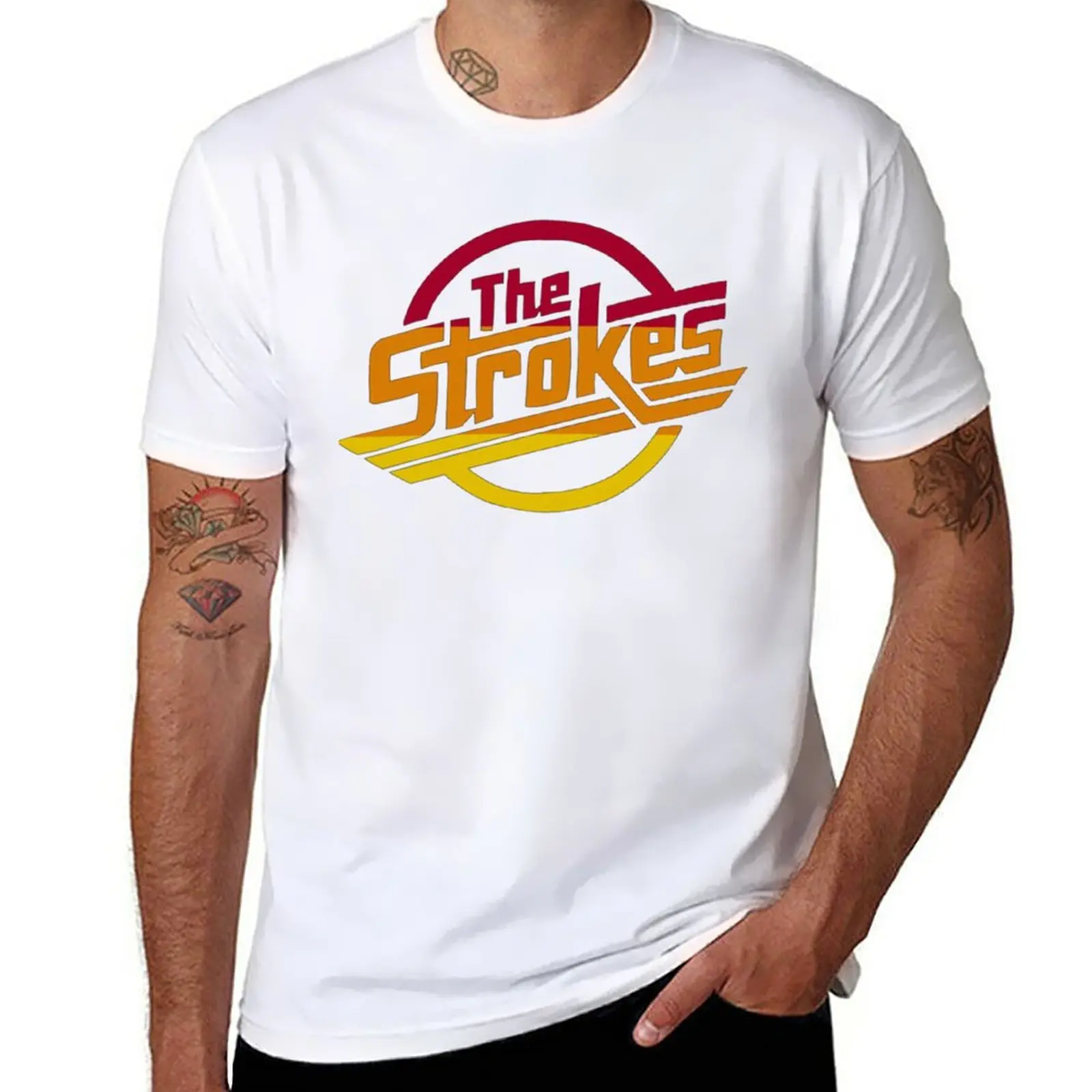 New The Strokes tri-color T-Shirt anime clothes custom t shirts sports fan t-shirts animal print shirt for boys men clothings