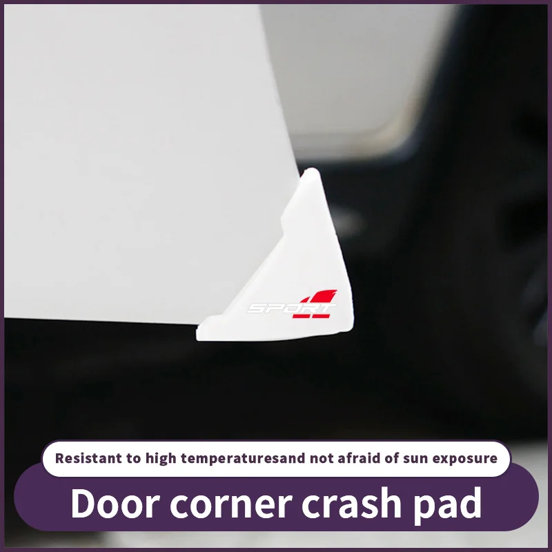 

2/4-piece set of white door corner anti-collision stickers SPORT shark fin red car door edge anti scratch corner protectors