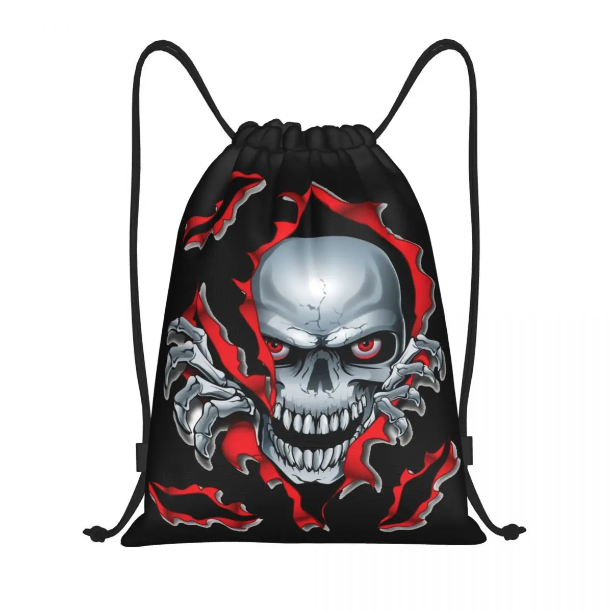 Custom Rip Skull Trekkoord Rugzak Tassen Vrouwen Mannen Lichtgewicht Gothic Skelet Gym Sport Sackpack Zakken Om Te Winkelen