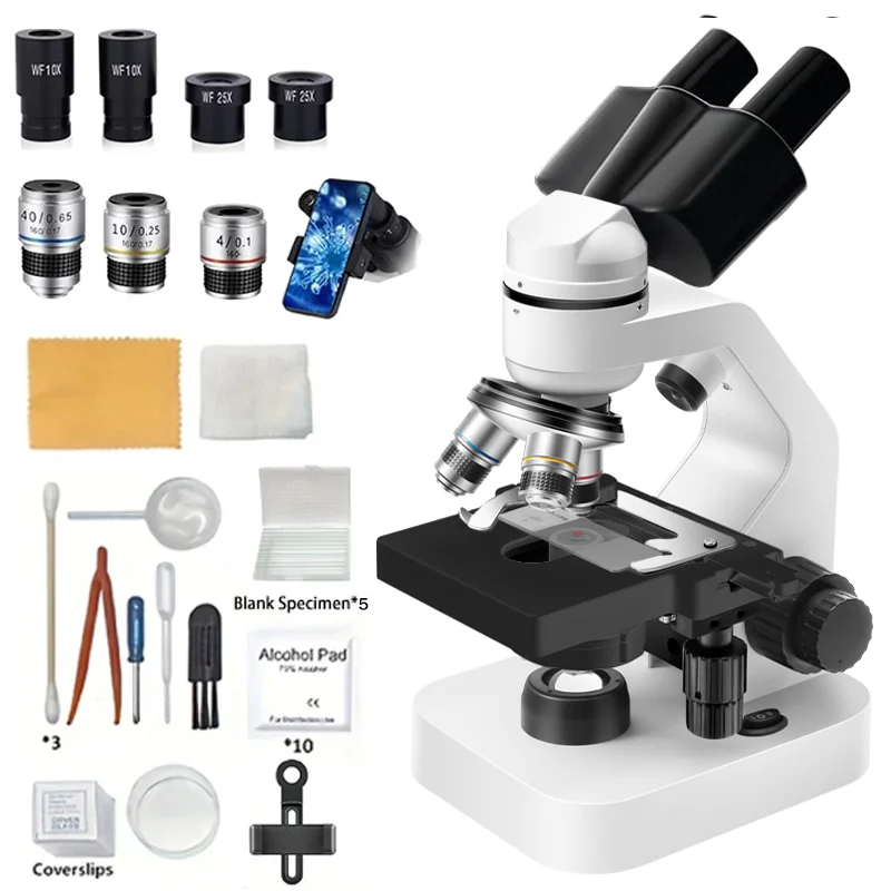 Professional Biological Microscope Binocular Compound for Science Experiments Laboratory Grade Optical Microscopy