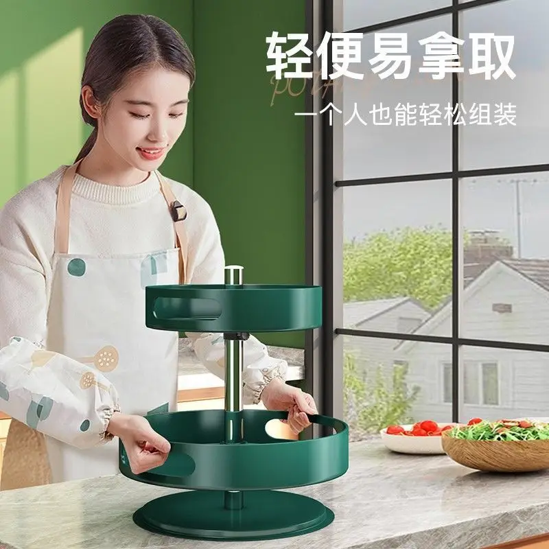 Rotatable Kitchen Seasoning Rack Multi-layer Countertop Seasoning Storage Rack Kitchen Seasoning Box Turntable Movable