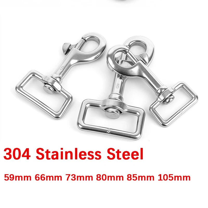 Square Eye Swivel Bolt Snap Hook 304 Stainless Steel Diving Clip 59mm 66mm 73mm 80mm 85mm 105mm Marine Yacht Rigging Hardware