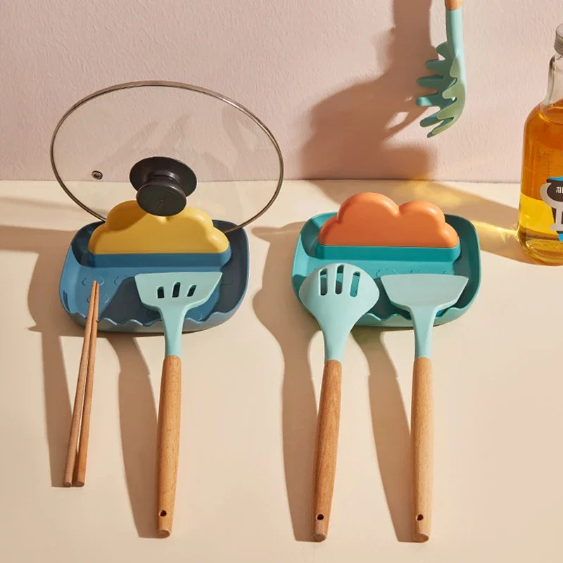 Plastic Spoon Rest Kitchen Organizer for Fork Spatula Rack Spoon Holder Stand Tableware Storage Rack for Spoon Pot Lid Holder