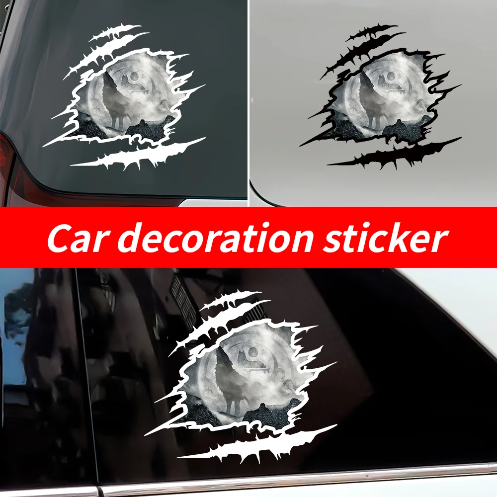 

Wolf and Moon Car Sticker Decals Sunscreen Waterproof Cover Scratches Graphic Stickers for Auto SUV Motorcycle Accessories