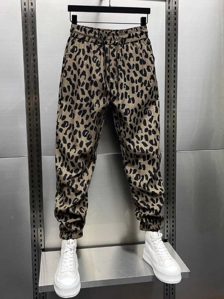 Leopard Print Loose Summer Men's Casual Pants Designer Big Size Streetwear Sale Aesthetic Classic Vintage Cheap Male Trousers