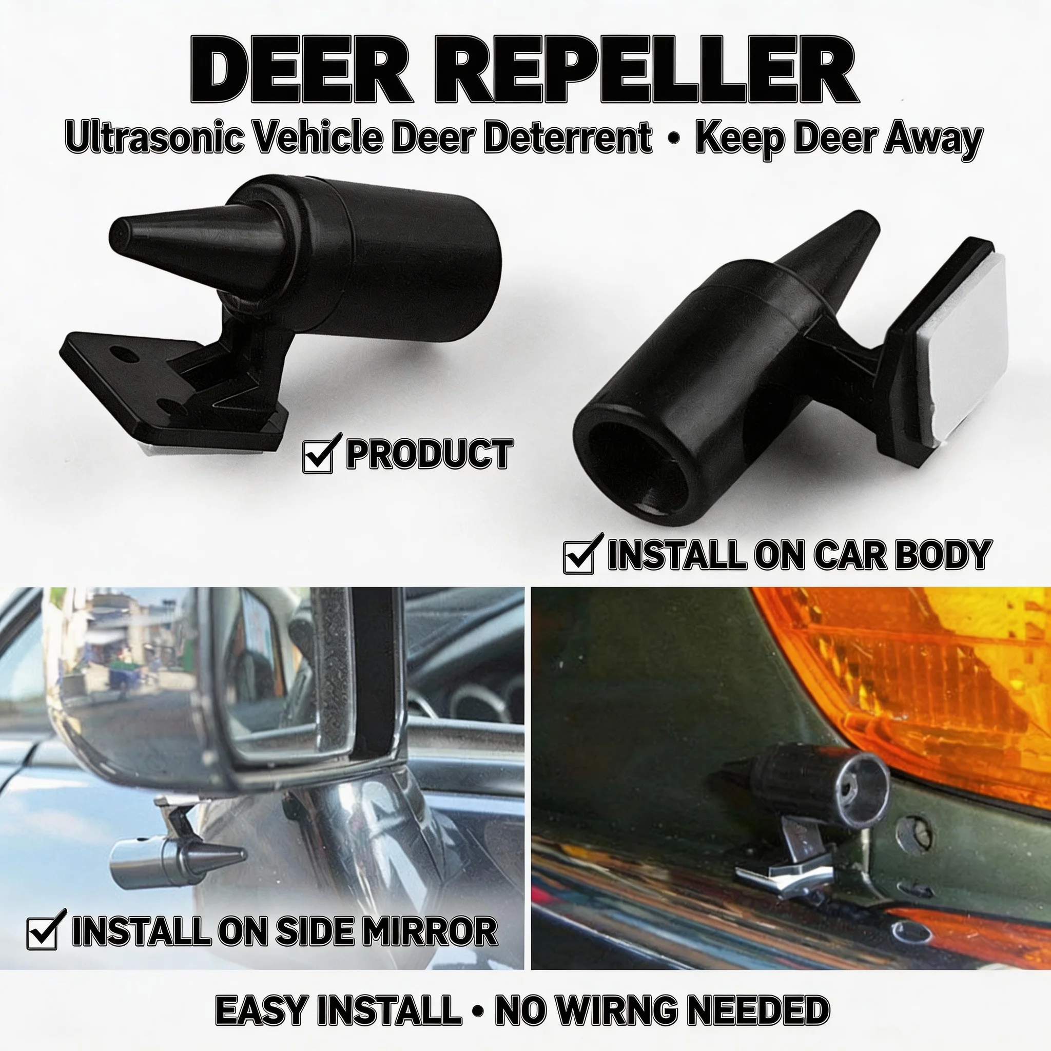 Anti Collision Siren Deer Repeller Wildlife Warn Device For Vehicle Animal Warn Whistles Heavy Duty Durable Long Lifespan Use