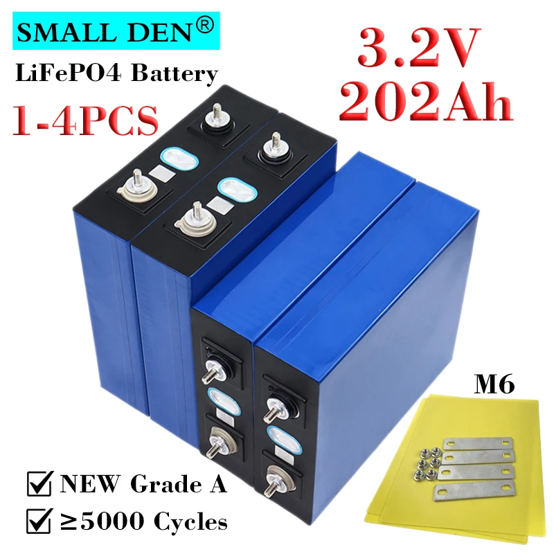 1-4pcs New 3.2V 202Ah Lifepo4 battery High power Lithium Iron Phosphate diy 12V 24V 200Ah Electric car RV golf cart Solar Yacht