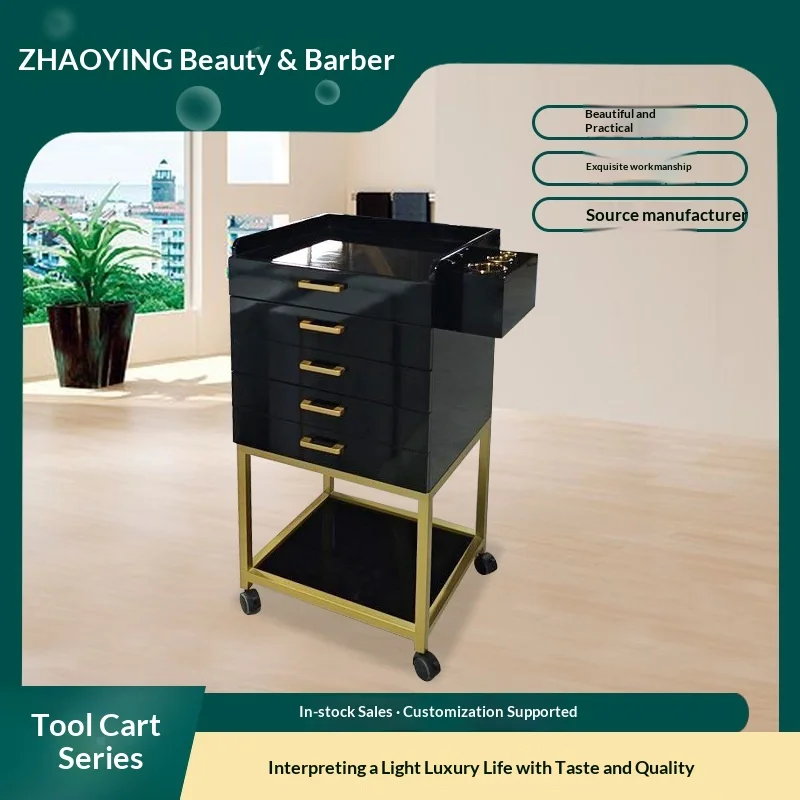 Iron Frame Commercial Salon Trolley Mobile 5-Layer Drawer Beauty Salon Nursing Equipment Large Capacity Trolley Convenient