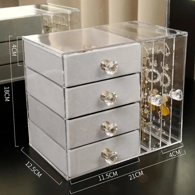 Luxury Transparent Acrylic Jewelry Storage Box Earrings Display Case Nordic Jewelry Storage Box Large Capacity 360 Drawer Gift