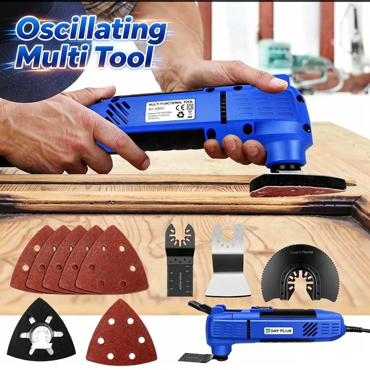300W, 22000 U/min Elektrisches Kabelgebundenes Multifunktionswerkzeug, Oszillierendes Multitool, 3 °   Oszillationswinkel, Schnellwechsel-Klingensystem, Oszillierendes Multifunktionswerkzeug-Set mit