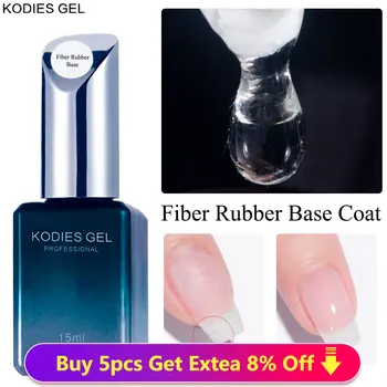 KODIES 젤 섬유베이스 코트 유리 섬유 손톱 젤 폴리쉬 UV 반영구 수리 수정 균열 네일 고무베이스 젤 강화제, 네일젤 광택제 