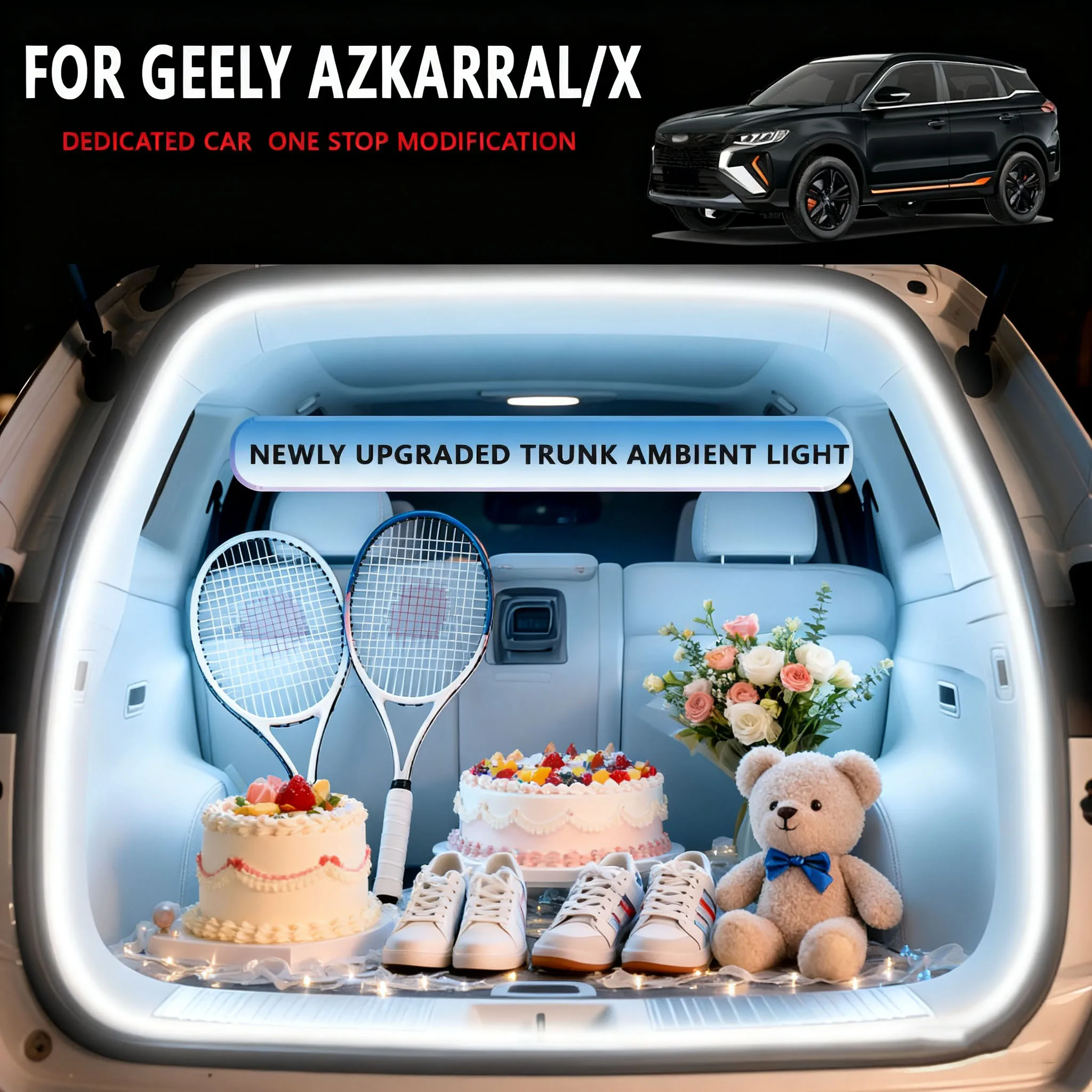 

FOR GEELY AZKARRAL/X Rear Trunk LED Light Bar Strips Trunk Interior Decorative Lamp Strip Luggage Atmosphere Light